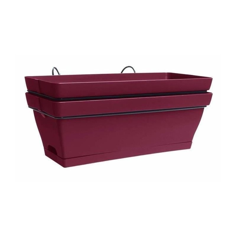 Jardiniere pour balcon - Jardiniere avec support - 49x28x20,5 cm - Contenance 11 litres - Coloris Griotte - PoeTIC