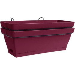 Jardiniere pour balcon - Jardiniere avec support - 49x28x20,5 cm - Contenance 11 litres - Coloris Griotte - PoeTIC