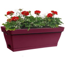 Jardiniere pour balcon - Jardiniere avec support - 49x28x20,5 cm - Contenance 11 litres - Coloris Griotte - PoeTIC