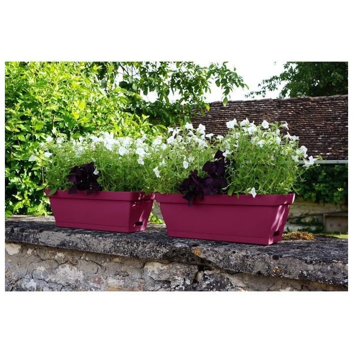 Jardiniere pour balcon - Jardiniere avec support - 49x28x20,5 cm - Con