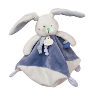 BABY NAT' Les layettes - Doudou lapin 25 cm - bleu
