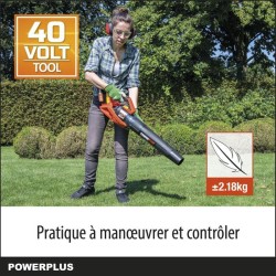 Dual Power Souffleur de Feuilles a Batterie POWDPG7526 - 40 V, Ramasseur de Feuilles, 200 km/h, sans Batterie ni Chargeur