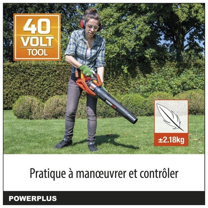 Dual Power Souffleur de Feuilles a Batterie POWDPG7526 - 40 V, Ramasse