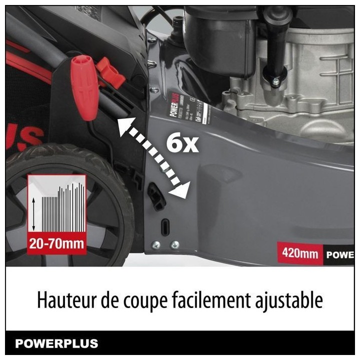 Powerplus Tondeuse a Gazon Thermique POWEG63773X - avec 420 mm Ø, 145
