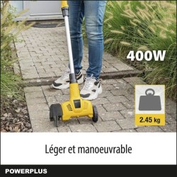 Désherbeur Téléscopique Électrique Powerplus POWXG6650 - Extracteur de Mauvaises Herbes, 400 W, avec Brosse en Nylon et en A