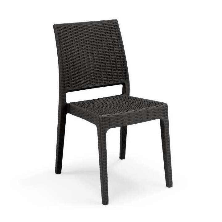 Lot de 4 Chaises de jardin Clio - Imitation résine tressée - 55 x 46