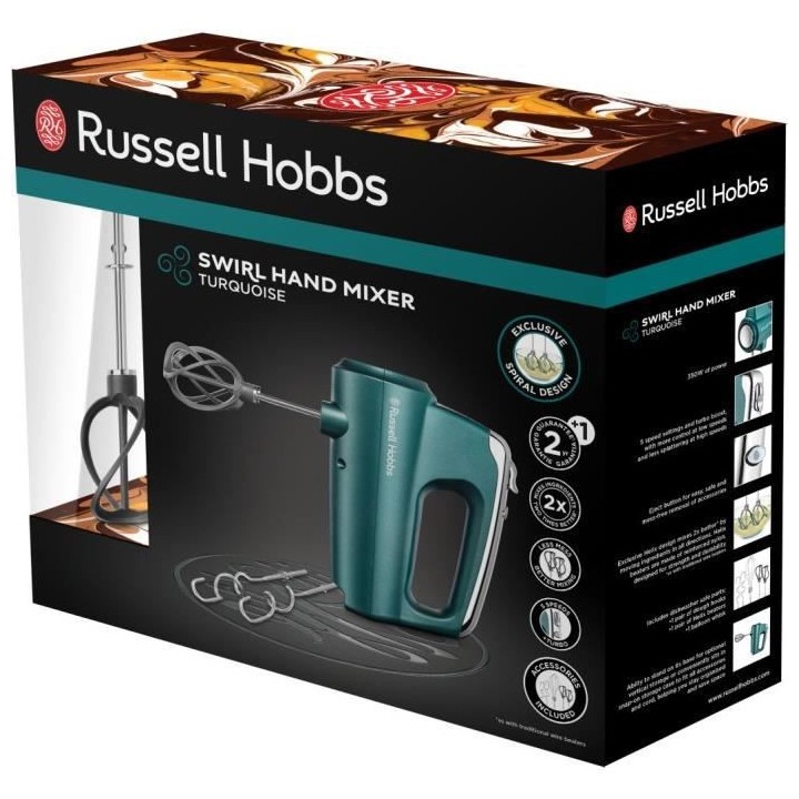 Russell Hobbs 25891-56 Batteur Mixeur Swirl, 5 Vitesses, Fonction Turb