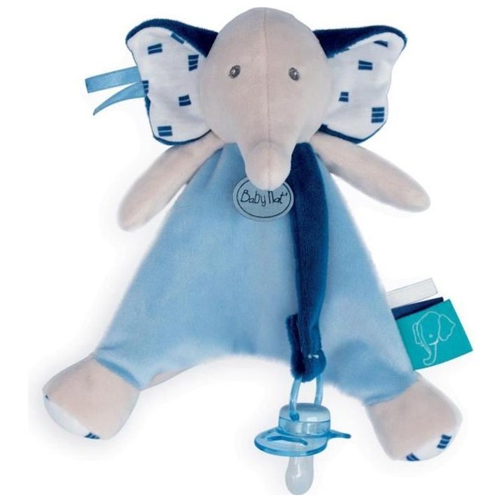 BABY NAT' Edgar et Eglantine - Doudou attache sucette Edgar 20 cm