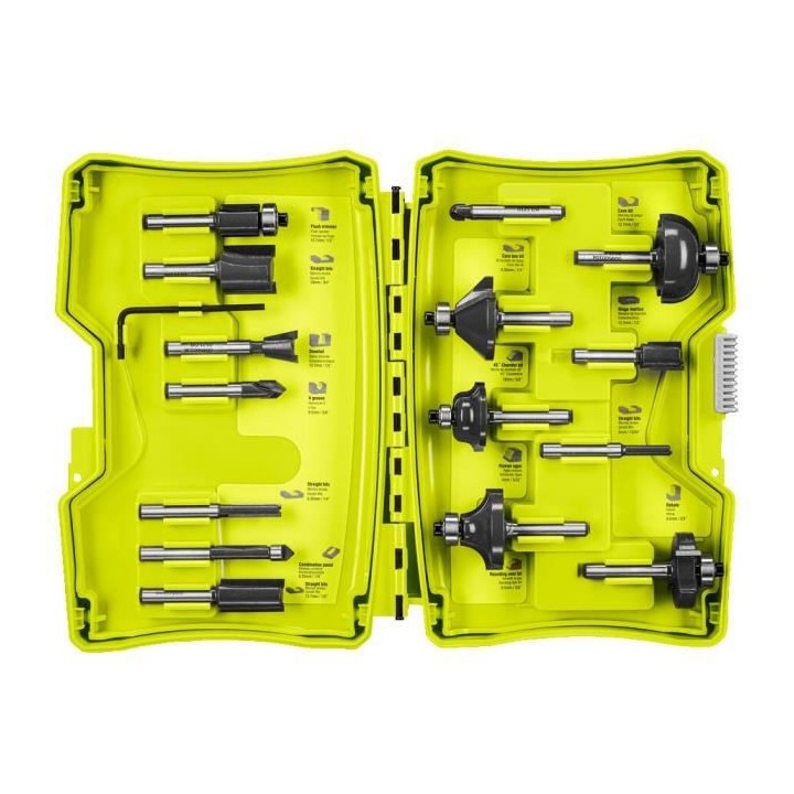 RYOBI Coffret 15 fraises panachées queue Ø 6 mm - RAKRBS15