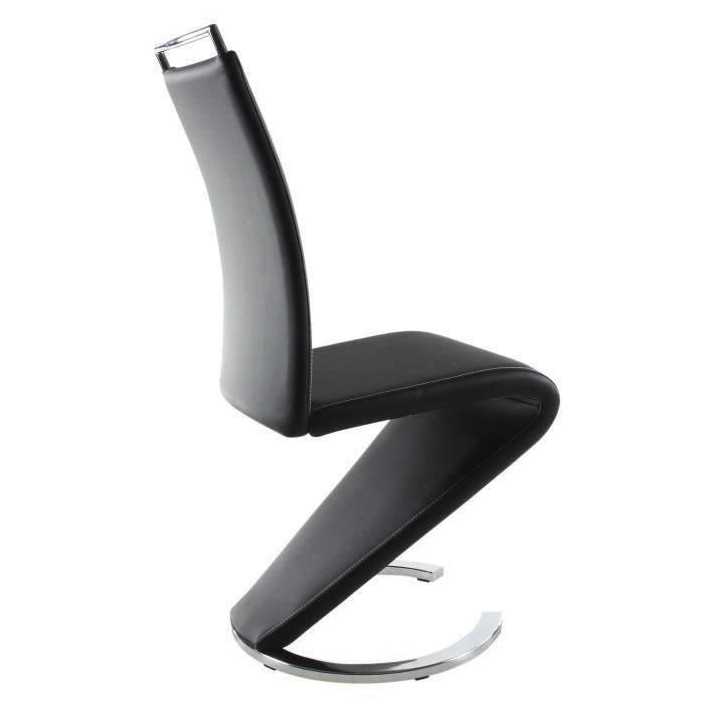 SIDNEY Lot de 2 chaises de salle a manger en métal - Simili noir - Co