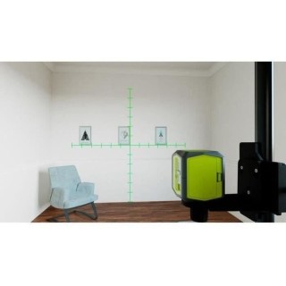 Laser croix vert avec traits de repere - portée 15 m - précision +/-