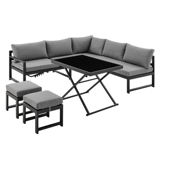 Salon de jardin avec structure en aluminium avec coussins - 7 personne