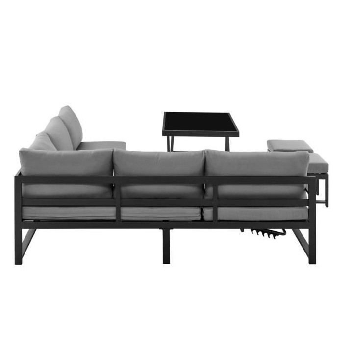 Salon de jardin avec structure en aluminium avec coussins - 7 personne