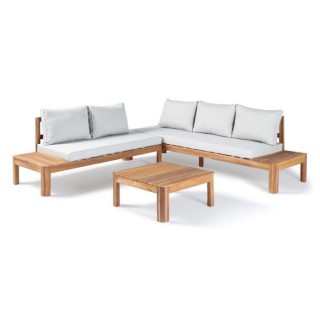 Salon de jardin en bois d'Acacia FSC - 5 personnes - SANA - Gris clair