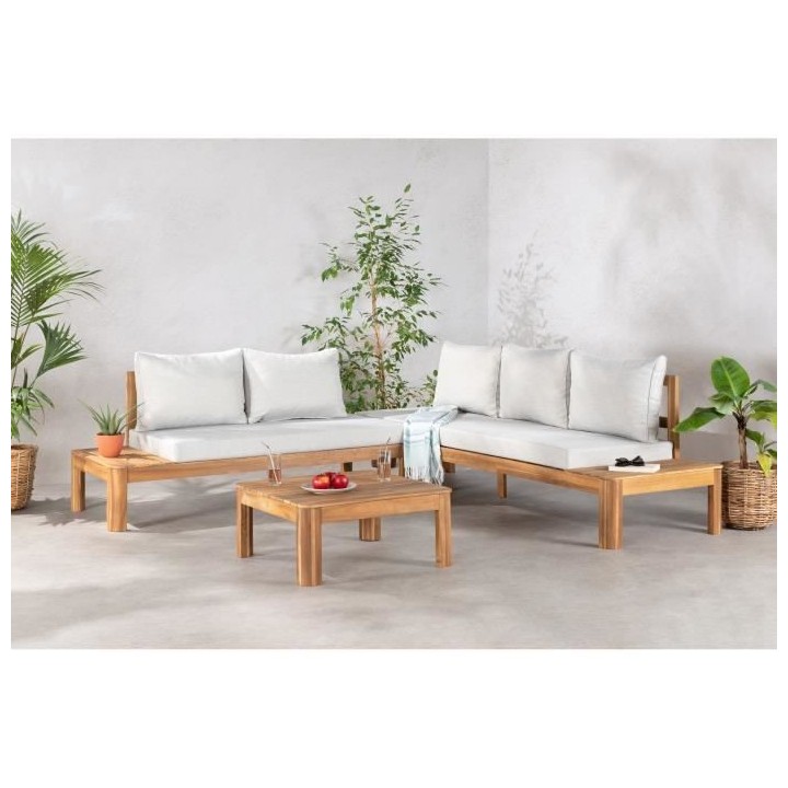 Salon de jardin en bois d'Acacia FSC - 5 personnes - SANA - Gris clair