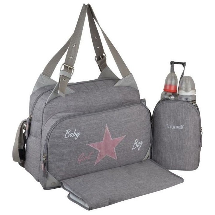 Baby on board-sac a langer - sac titou stone chiné - 2 compartiments