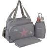 Baby on board-sac a langer - sac titou stone chiné - 2 compartiments 8 poches - sac repas - tapis a langer sac linge sale attac