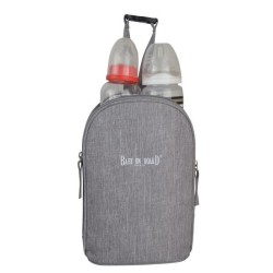 Baby on board-sac a langer - sac titou stone chiné - 2 compartiments 8 poches - sac repas - tapis a langer sac linge sale attac