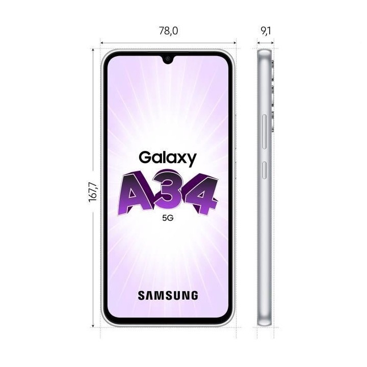 SAMSUNG Galaxy A34 5G Argenté 128 Go