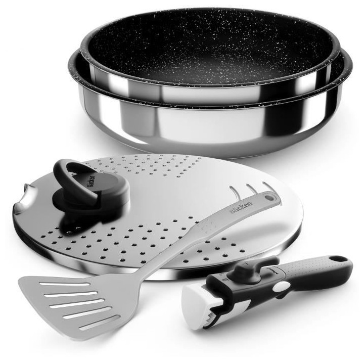 BACKEN 391505 - Set de Poeles - Inox - 5 Pieces - Tous Feux dont Induc