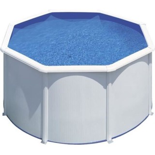 GRE - Kit Piscine hors sol acier ronde blanche - Fidji - Ø260 x 122 c