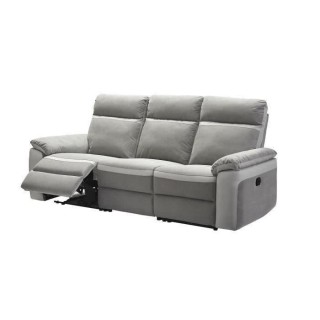 Canapé 3 places avec 2 assises manuels - Tissu et simili gris et anth