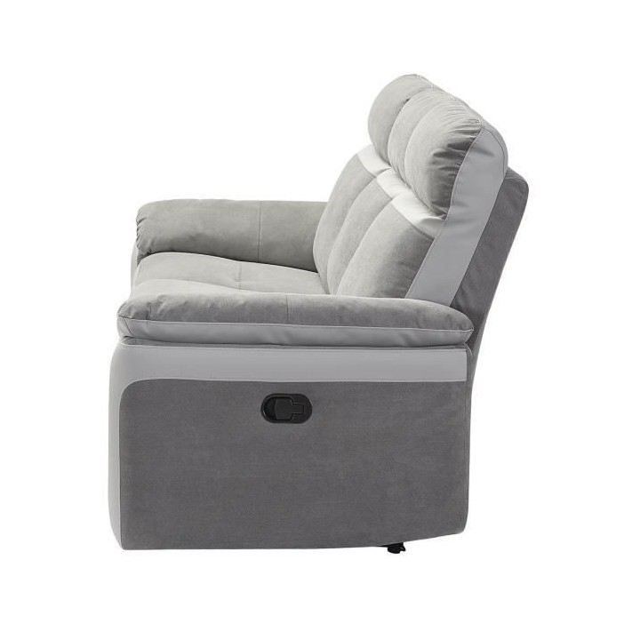 Canapé 3 places avec 2 assises manuels - Tissu et simili gris et anth