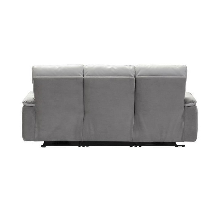 Canapé 3 places avec 2 assises manuels - Tissu et simili gris et anth