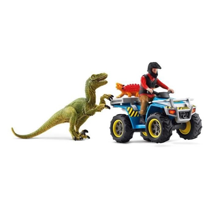 Schleich - Fuite sur quad face au vélociraptor - 41466