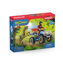 Schleich - Fuite sur quad face au vélociraptor - 41466