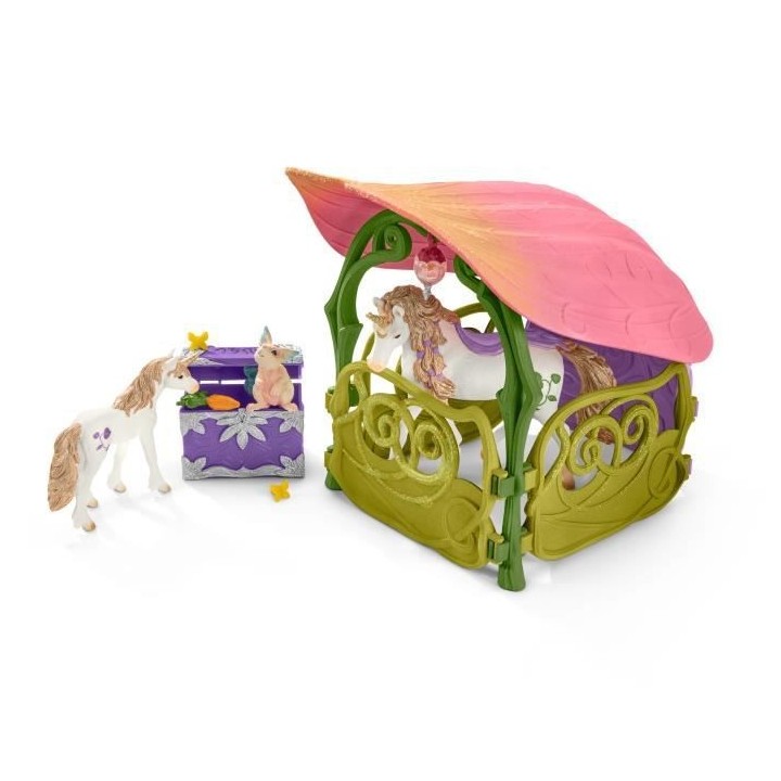 Schleich - Maison-fleur pailletée avec licornes, lac et écurie - 424