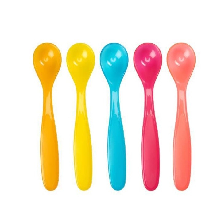 BADABULLE Lot de 5 Cuilleres souples ergonomiques Funcolors, des 6 moi