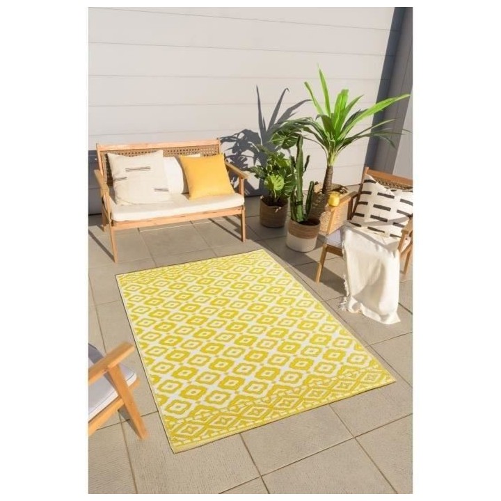 Tapis Tropique réversible - Scoobi 112 - Jaune - 100% polypropylene -
