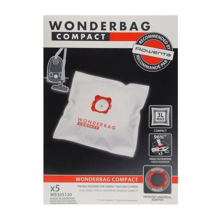 ROWENTA Boite de 5 Wonderbags Compact WB305120