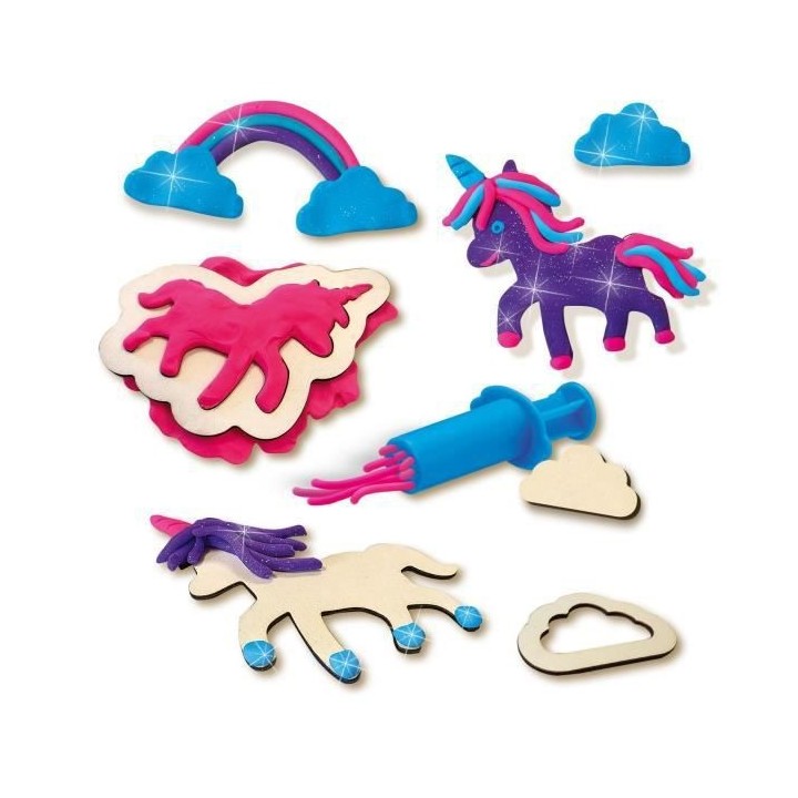 Pâte a modeler - Licornes a paillettes néons