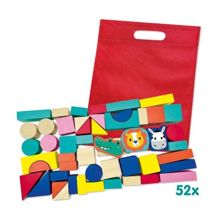 SES CREATIVE Blocs de construction en bois - 50 pieces - Des 12 mois -