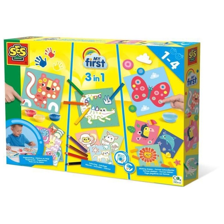 SES CREATIVE - My first - 3 en 1 Peinture au doigt, coloriage et fo