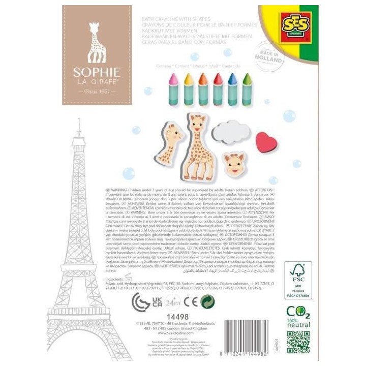 Sophie la girafe - Crayons de couleur pour le bain et formes