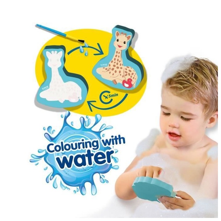 Sophie la girafe - Coloriage a l'eau dans le bain