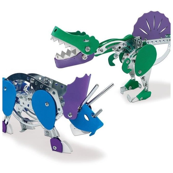 Kit de construction de dinosaures en métal - Tricératops et spinosau