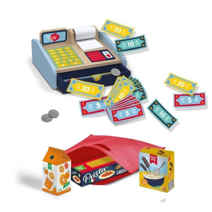 Kit de jeu de caisse enregistreuse SES CREATIVE - Matiere : bois, cart