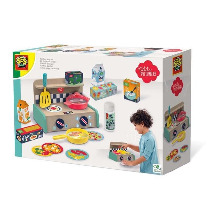 Kit de jeu de cuisine SES CREATIVE - Cuisine en bois, poele, casserole