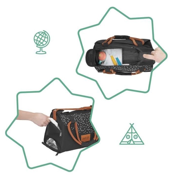 Badabulle Sac a langer Pocketstyle - Capacité 10L - Portage boudoulie