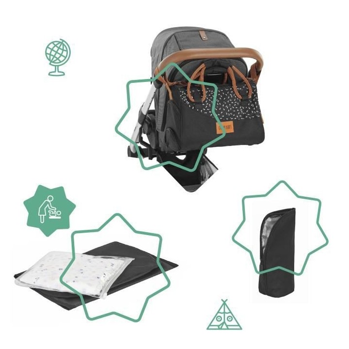 Badabulle Sac a langer Pocketstyle - Capacité 10L - Portage boudoulie