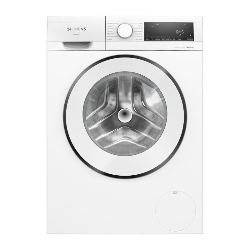 Lave-linge hublot SIEMENS WG42G101FR iQ500 - 9 kg - Induction - L59,8cm - 1200 trs/min - Blanc