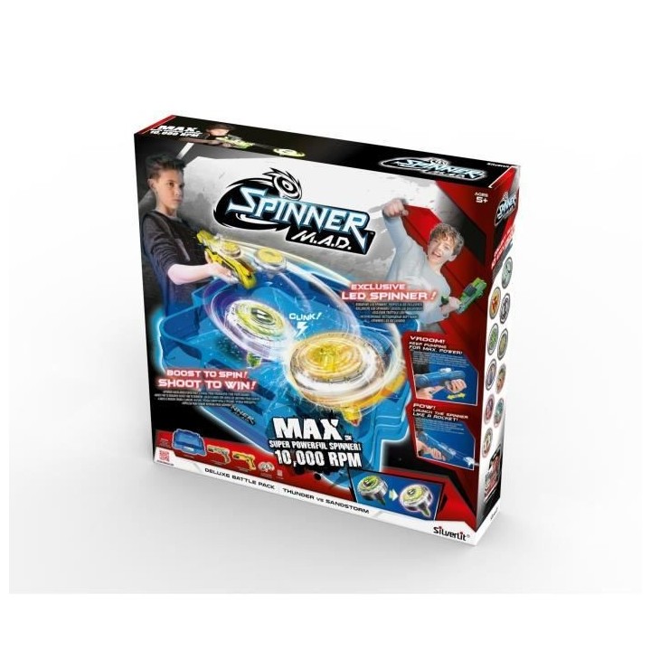 SPINNER MAD by Silverlit - Pack Deluxe : 2 Blaster + 2 toupies LED + 1