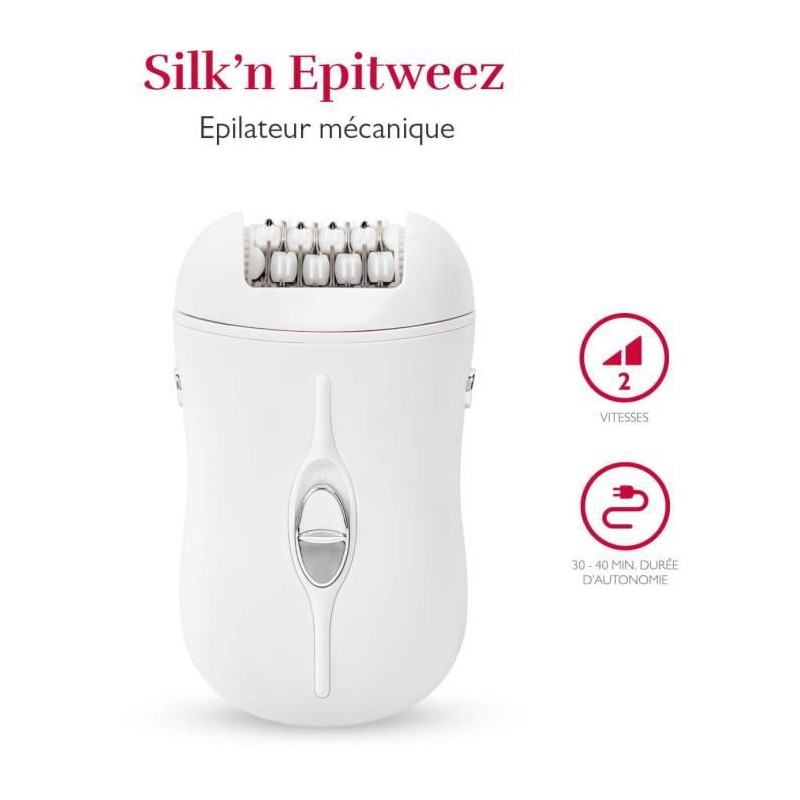 Epilateur mécanique SILK'N - EPI1PE1001 - secteur ou sans fil - 2 accessoires - blanc