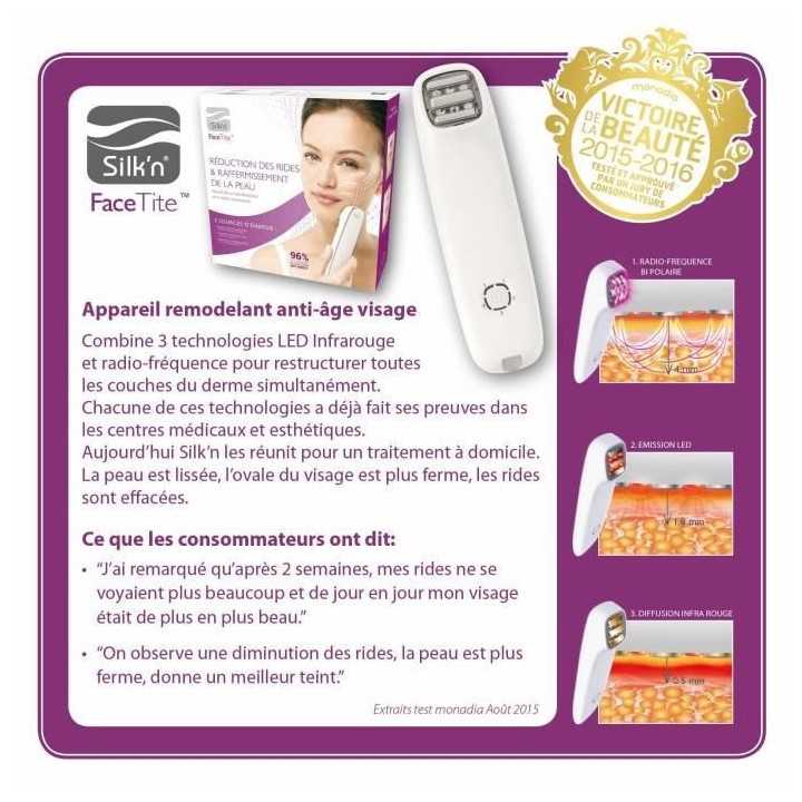 Réductions des rides et raffermissement du visage - SILK'N Facetite E