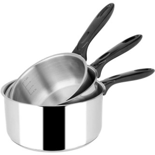 Gamme ESSENTIAL - Lot de 3 Casseroles Inox -16-18-20 cm,H: 8-9-10 cm -