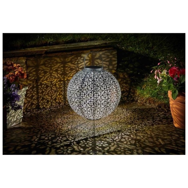 Lanterne solaire Jumbo Damasque en métal ajouré